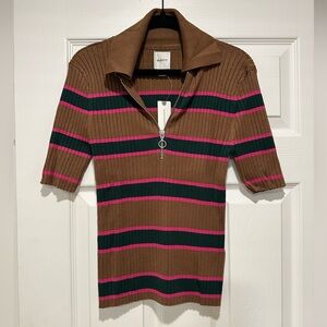 NWT Maeve short sleeve quarter zip polo sweater - Anthropologie- Size Small